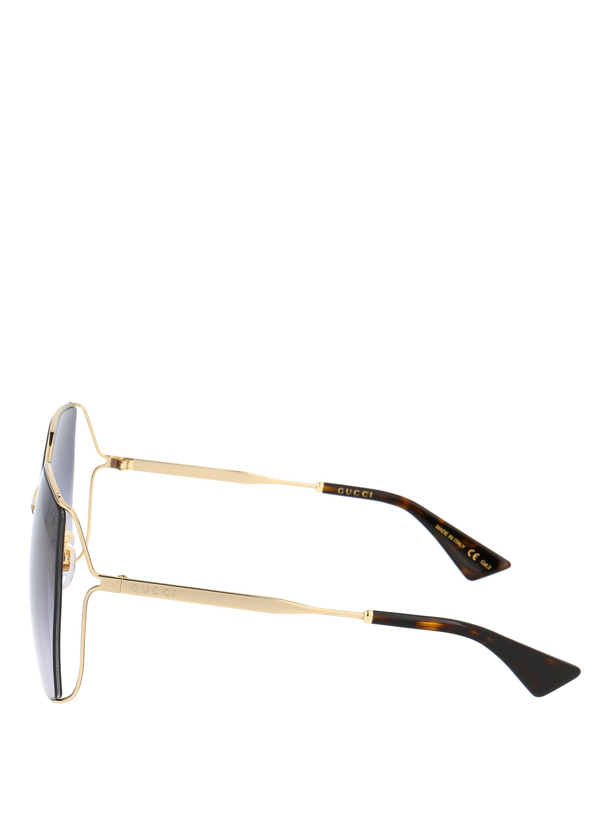 Shop Gucci Faded Lenses Hexagonal Sunglasses In Gold